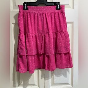 Haver London Fuchsia Dot Tiered Midi skirt in Size Large